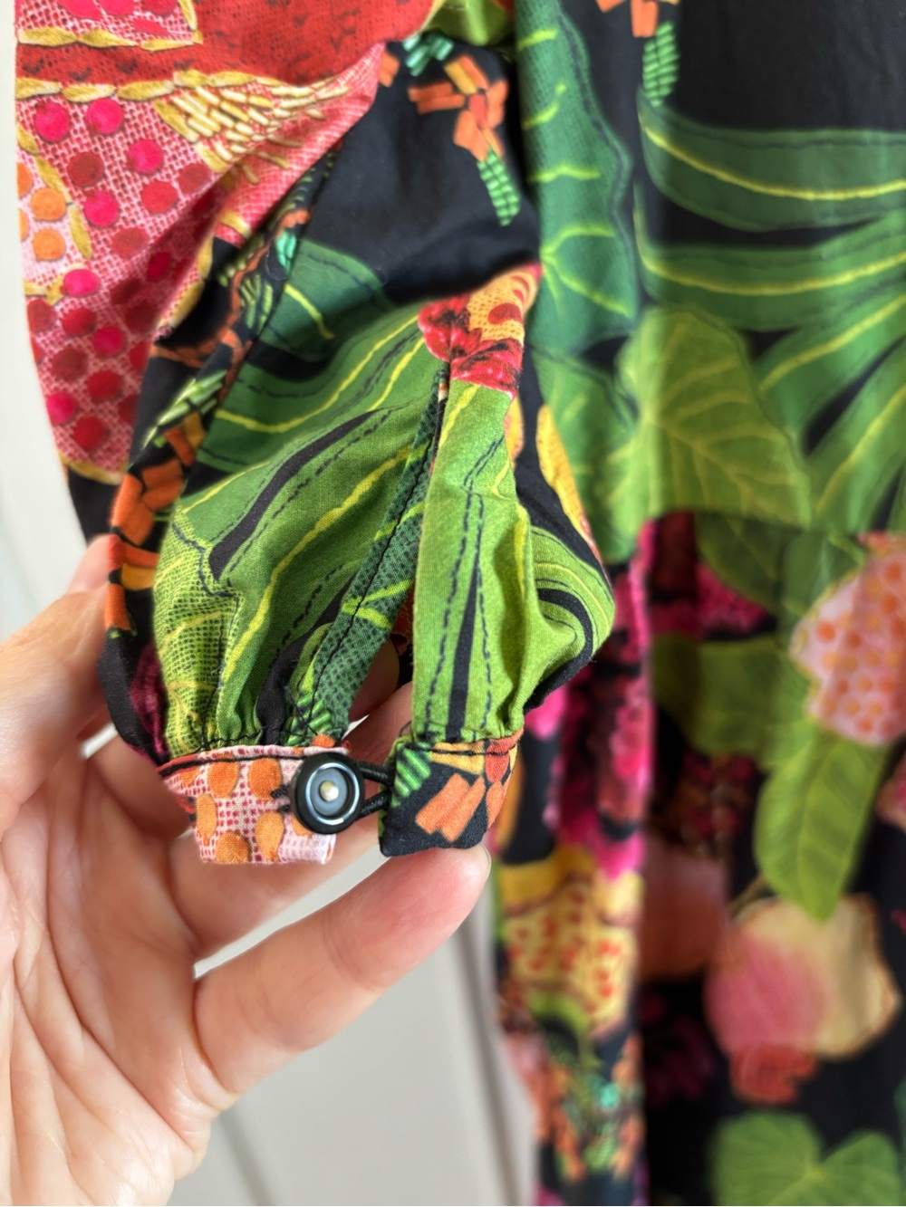 FARM Rio Black Midi Dress with Pink & Green Floral Print - Picture 3 of 3